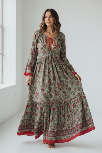 Eva silk maxi dress red - maxi,