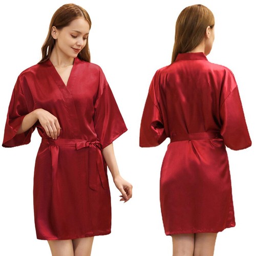 Plain satin silk robe - uk,