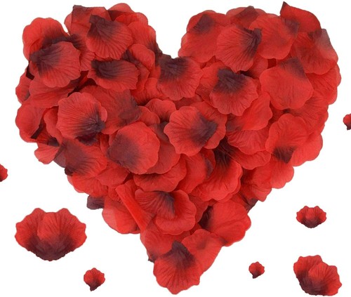 Red silk rose petals - red,