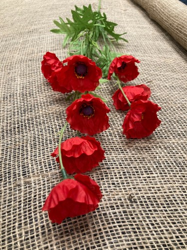 Artificial red poppy wild - red,