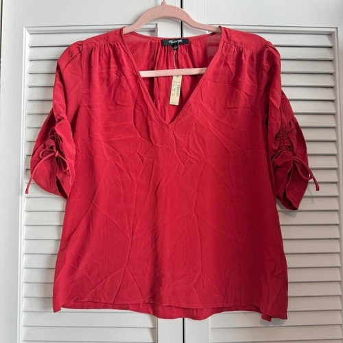 Madewell red silk - red, blouse