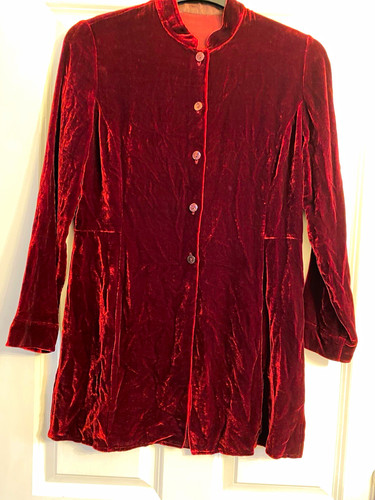 Dark red vintage velvet - red,