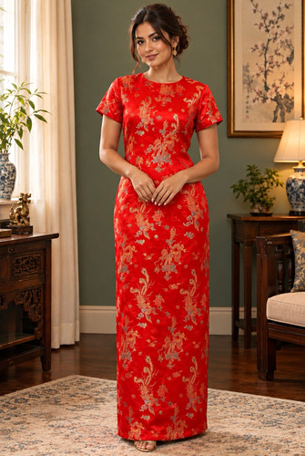 Women red silk blend - red,
