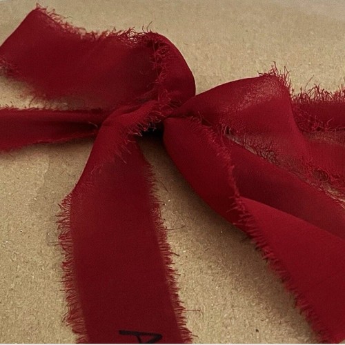 Ruby red silk chiffon ribbon - ruby,