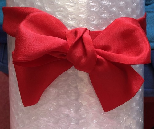 Red silk ladies neck tie - red,