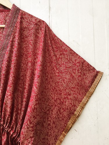 Pure silk kaftan red - kaftan, long