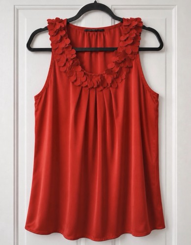 Stella red satin - satin, floral