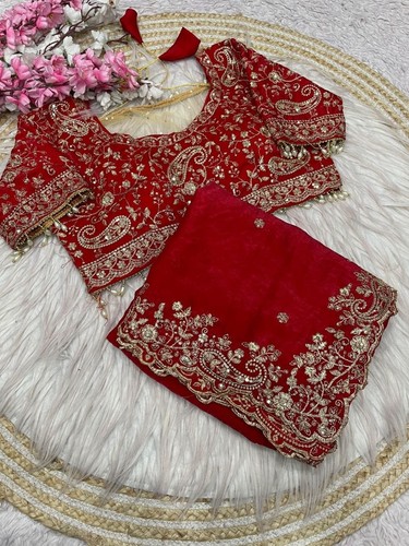 Red silk ready wear saree - red,