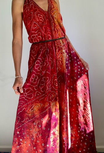 Halter dress tie dye silk - tie,