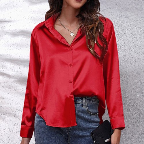 Women satin silk - satin, button-up