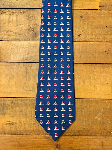 Men blue silk snowman - blue,