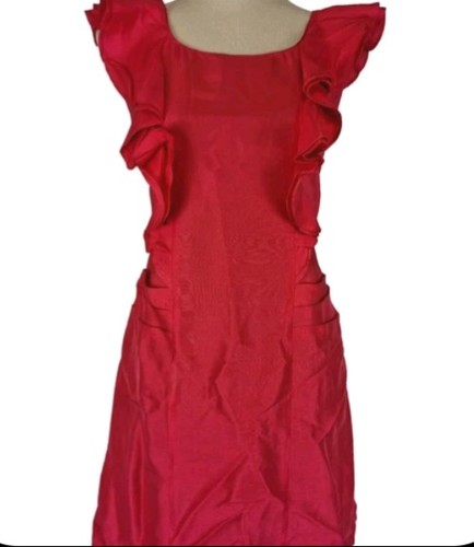 Red 100 silk ruffle - silk, cocktail